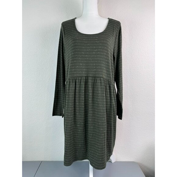 PureJill J.‎ Jill women's large green striped knit fit and flare mini dress - Picture 1 of 6